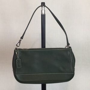 Coach Green Leather Hobo Baguette.